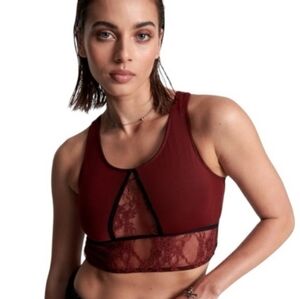 ONE TEASPOON Lulu Mesh And Lace Bralette -
Wine Size XS/Size 2 US NWT